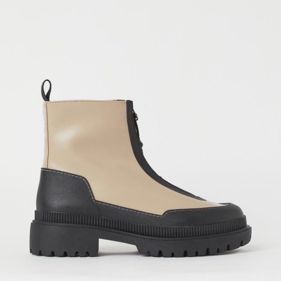H&M Water Repellent Boots Light Beige/Black Size 38 - Picture 3 of 14